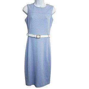 SOLD - Women's CALVIN KLEIN Light Blue Belted Sleeveless Dress Size 4